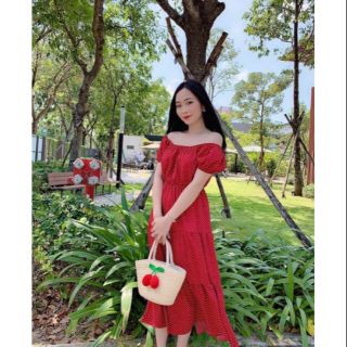 [ HOT] VÁY ĐẦM MAXI BẸT VAI CHẤM BI BIG SIZE 60-90KG