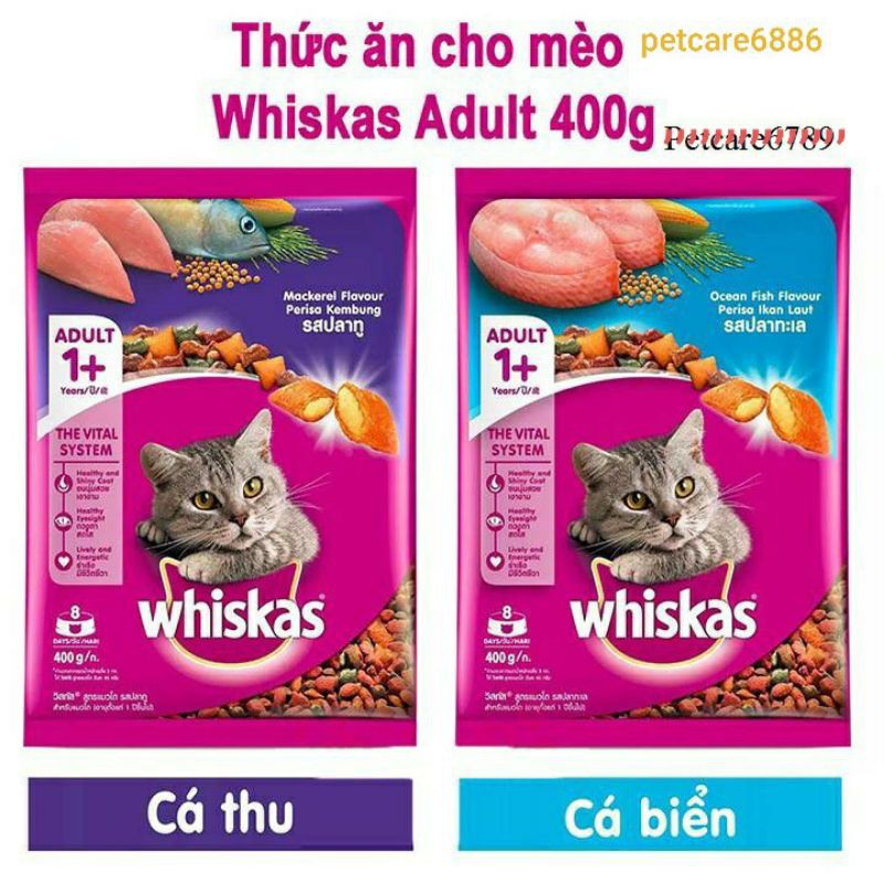 Thức ăn hạt khô mèo lớn whiskas 400g