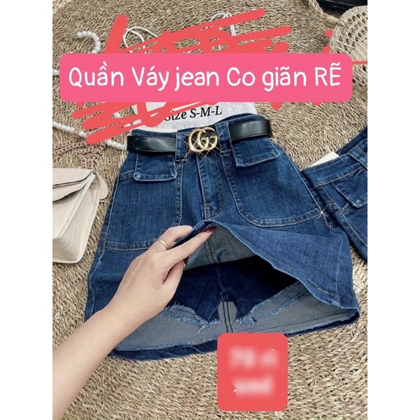 Chân Váy Jean 2 Nút Túi Hộp Màu Xanh đậm, 3 size S m l alohashop91