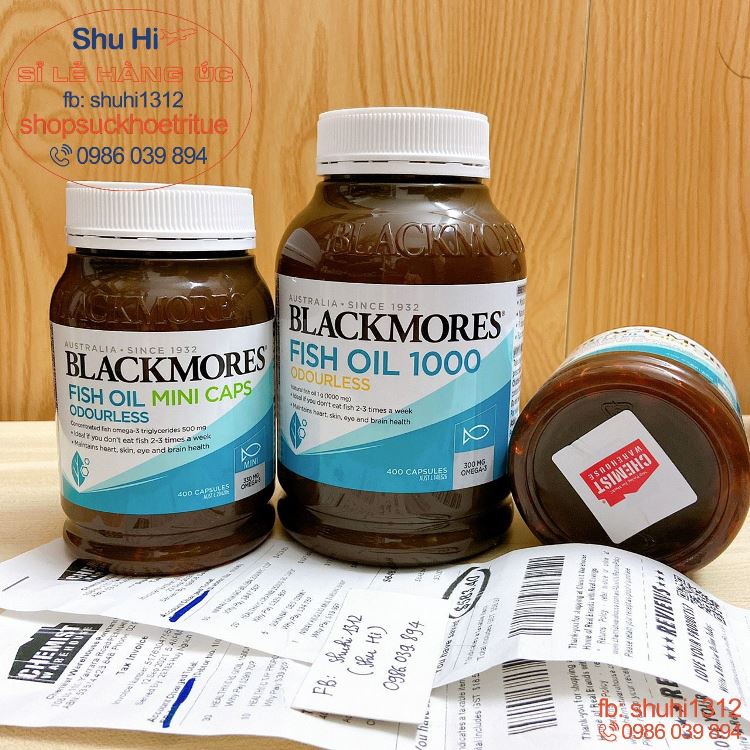 (Mẫu mới) Blackmores Odourless Fish Oil Mini Cap - Dầu Cá không mùi, viên nhỏ 400 viên Úc