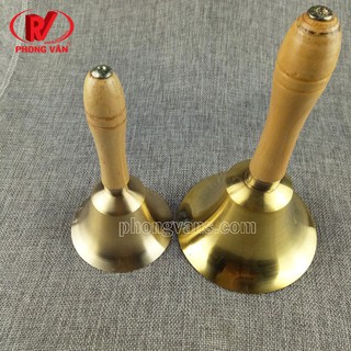Chuông lắc tay đồng cán gỗ