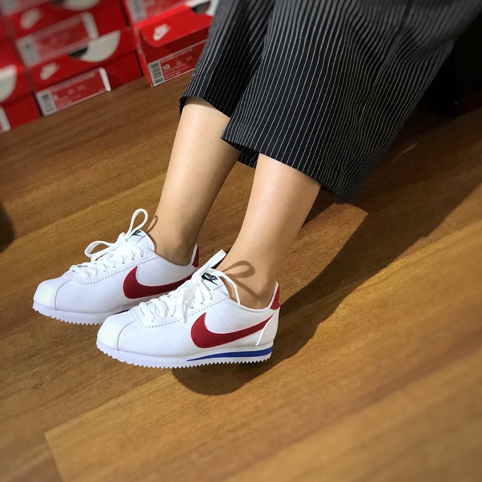 Giày Nike Cortez Auth FREESHIP Giày Thể Thao Nike Chính Hãng - Cortez OG White Red - Simple Sneaker