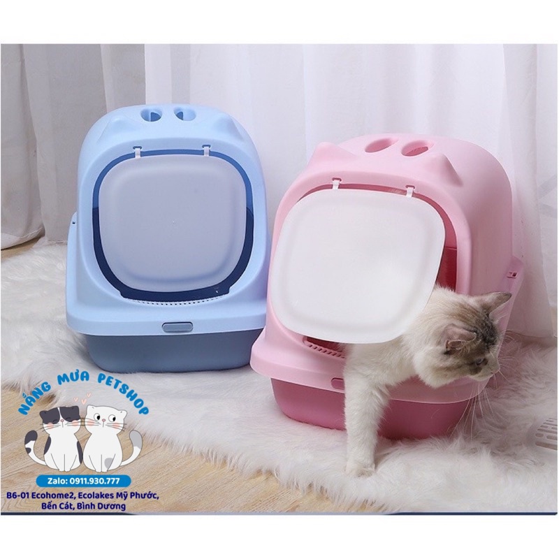 Nhà vệ sinh cho mèo SIZE LỚN, có nắp đậy ngăn mùi kèm xẻng