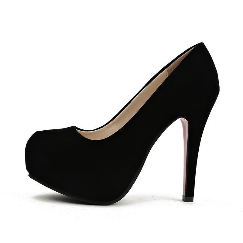 Giày Cao Gót 12Cm Da Lộn Mũi Tròn Chống Thấm Nước Thời Trang Xuân Hè 2020 Mới Cho Nữ