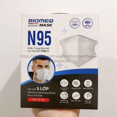 KHẨU TRANG N95 CHÍNH HÃNG Không van 5 lớp BIOMEQ mask - KHÁNG KHUẨN - Chống bụi mịn - Khẩu trang bảo hộ N95 Hộp 30 chiếc