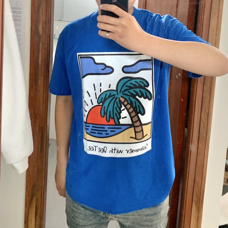 Áo Thun Tay Lỡ Unisex Nam Nữ Trơn DEETEE SUMMER Cotton Form Rộng Oversize Xanh Dương Hot Trend