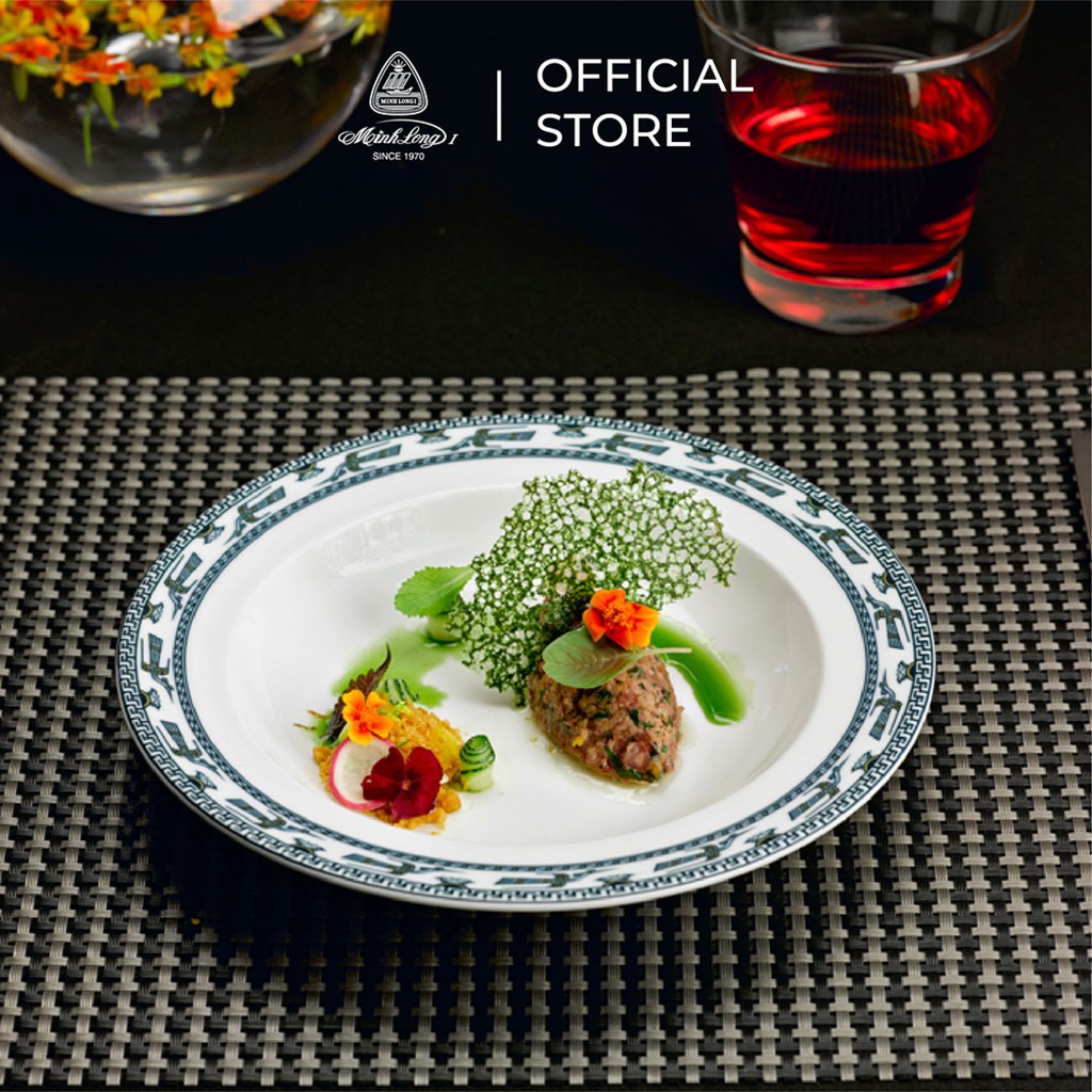 Dĩa tròn 20 cm Jasmine Chim Lạc dùng cho gia đình, sứ đẹp cao cấp dùng đãi khách, tặng quà tết