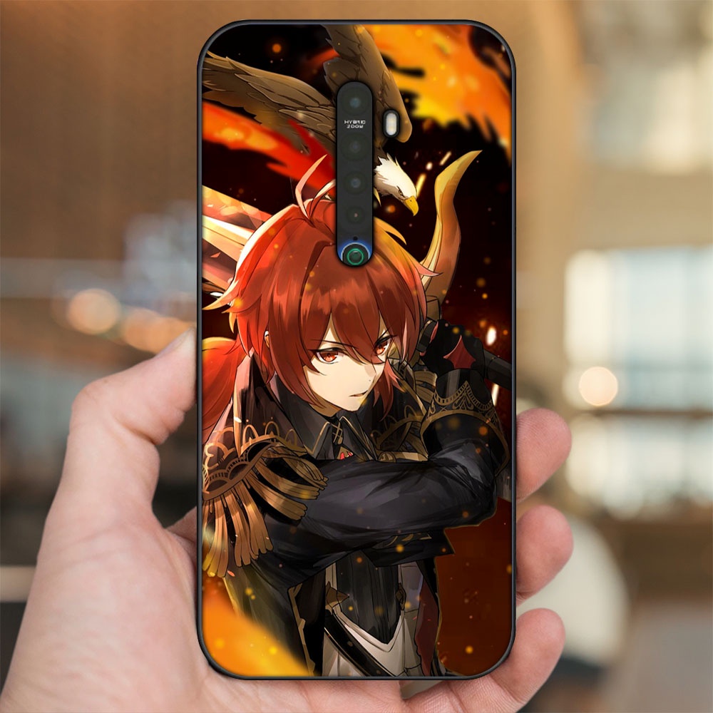 Ốp lưng Oppo Reno 2 viền đen in hình Diluc Genshin Impact