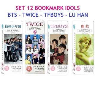 Bộ 12 Bookmark Thần Tượng Idols BTS - Luhan - TWICE - TFBOYS