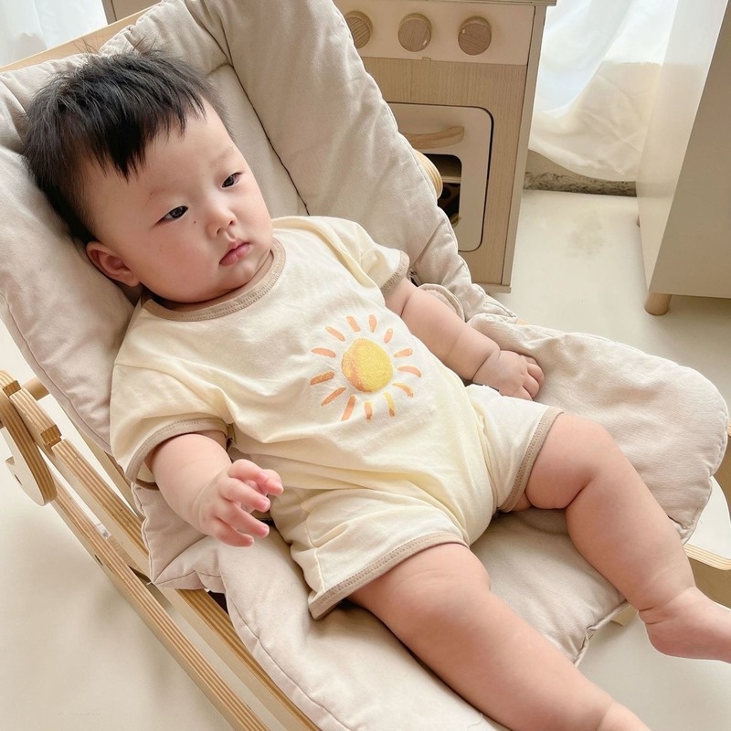 Bộ Áo Liền Quần Tay Ngắn Bằng Cotton In Họa Tiết Hoạt Hình Dễ Thương Thời Trang Mùa Hè Cho Bé Trai Và Gái 0-2 Tuổi