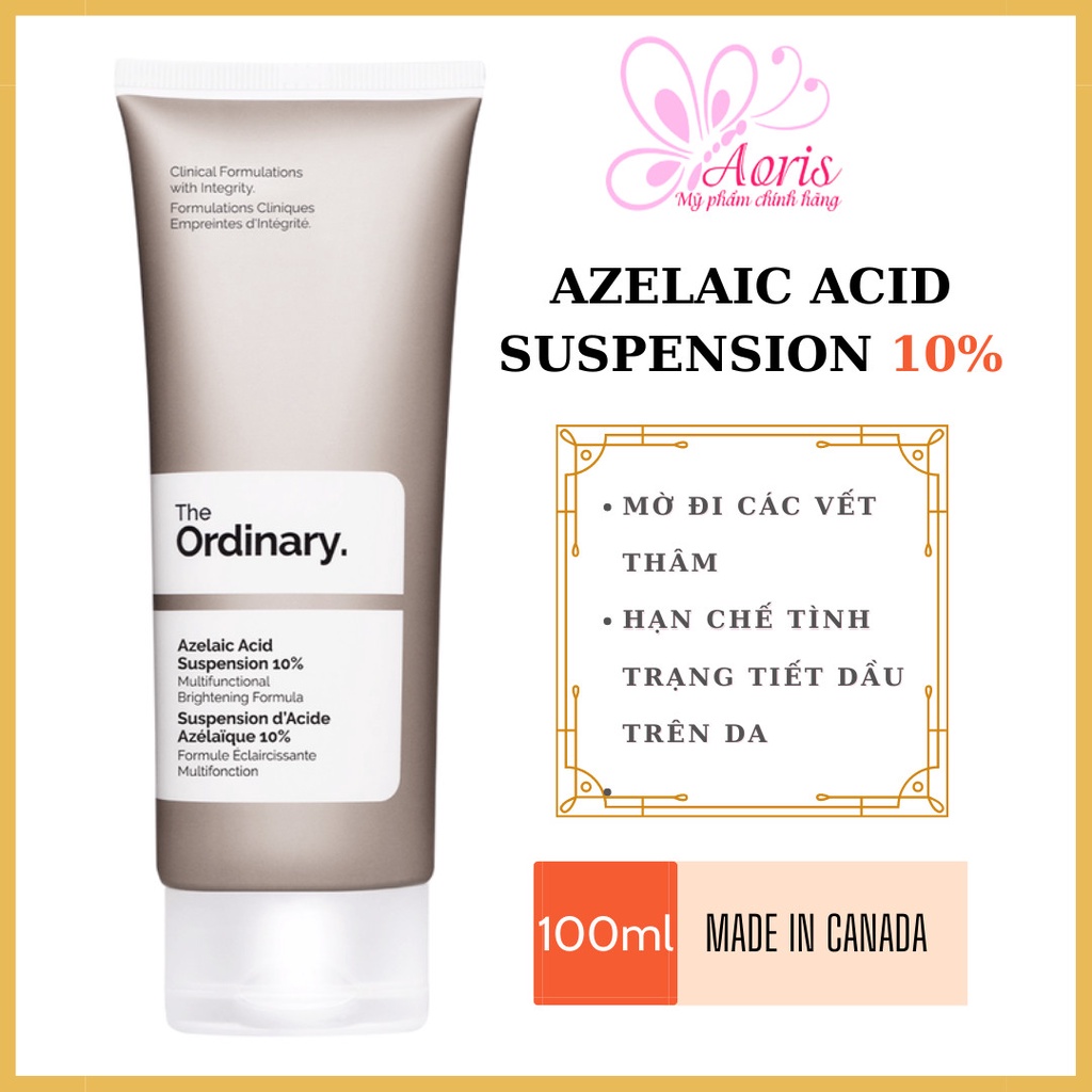 [Auth- Full Bill]Kem dưỡng sáng da, thâm mụn 100ml The Ordinary Azelaic Acid Suspension 10%