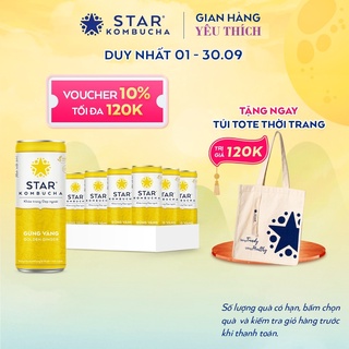 Thùng 12 lon thức uống lên men STAR KOMBUCHA Gừng Vàng / Golden Ginger (250ml/lon)