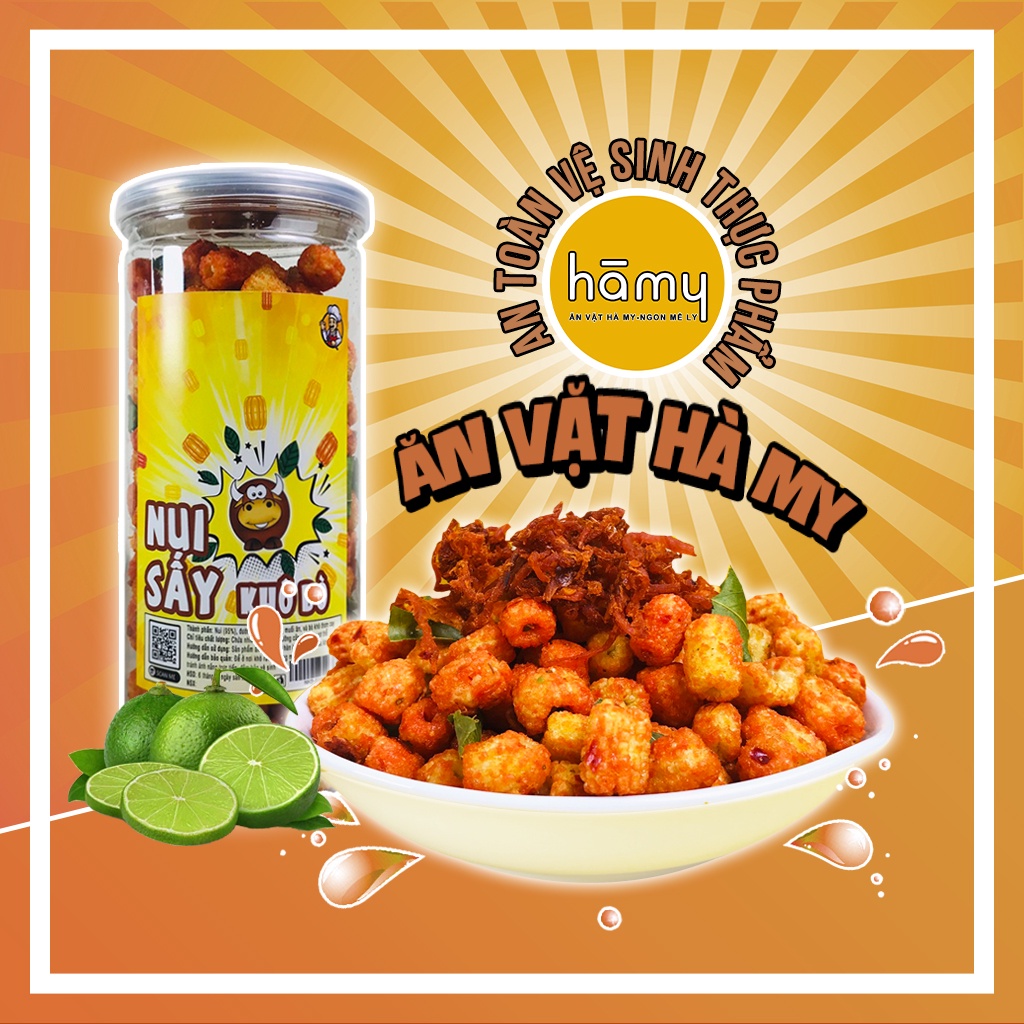 Nui sấy giòn lắc khô bò loại 1 hũ 350g đồ ăn vặt Hà My