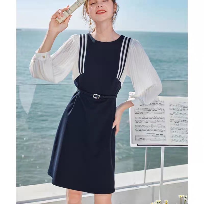 ĐẦM VÁY LIỀN PHỐI TAY ÁO XẾP LY XIYANG