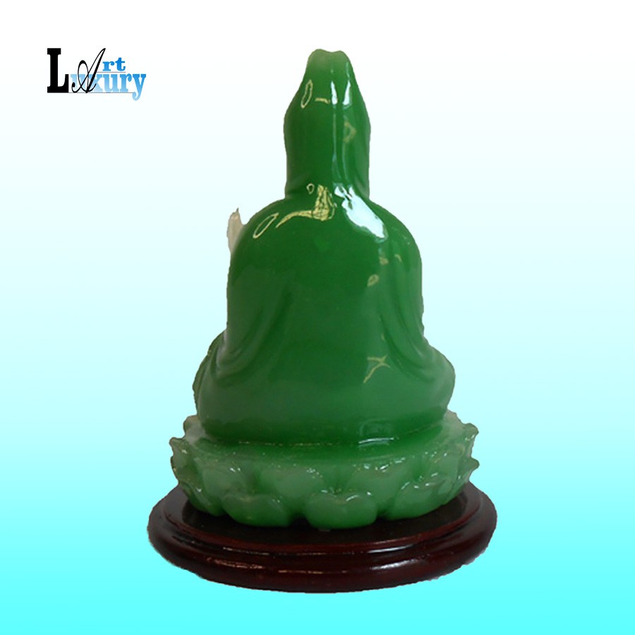 Tượng Quan Thế Âm Bồ Tát Ngồi xanh ngọc cao 9 cm  ,Tượng Phật để bàn làm việc TPT23  - Luxury Art