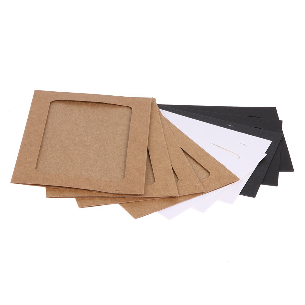 Set 10 khung hình bằng giấy 3 màu + 10 kẹp gỗ + dây chuyên dụng treo trang trí