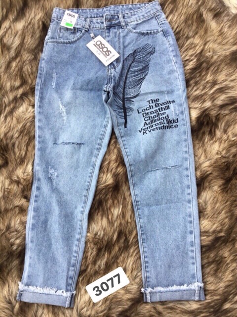 ⚡️Quần Jeans Rách Thêu Hoạ Tiết - 3077