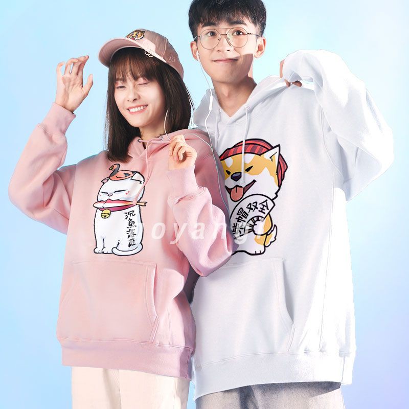 Áo hoodie  Cute Chó Mèo Oversize phong cách hàn quốc