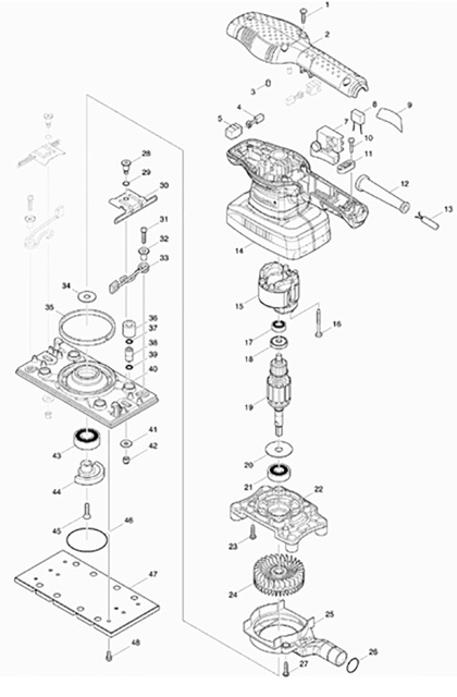 BO3710 Máy chà nhám chữ nhật 190w Makita