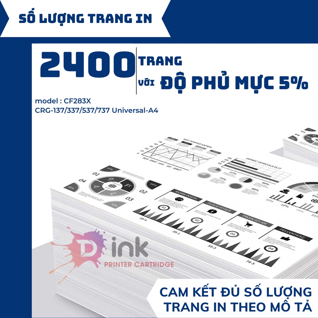 Hộp Mực siêu đậm nét TDink 83A  - Dùng cho máy in laser HP Laserjet Pro HP M225DN / M225DW ... Có lỗ xả mực