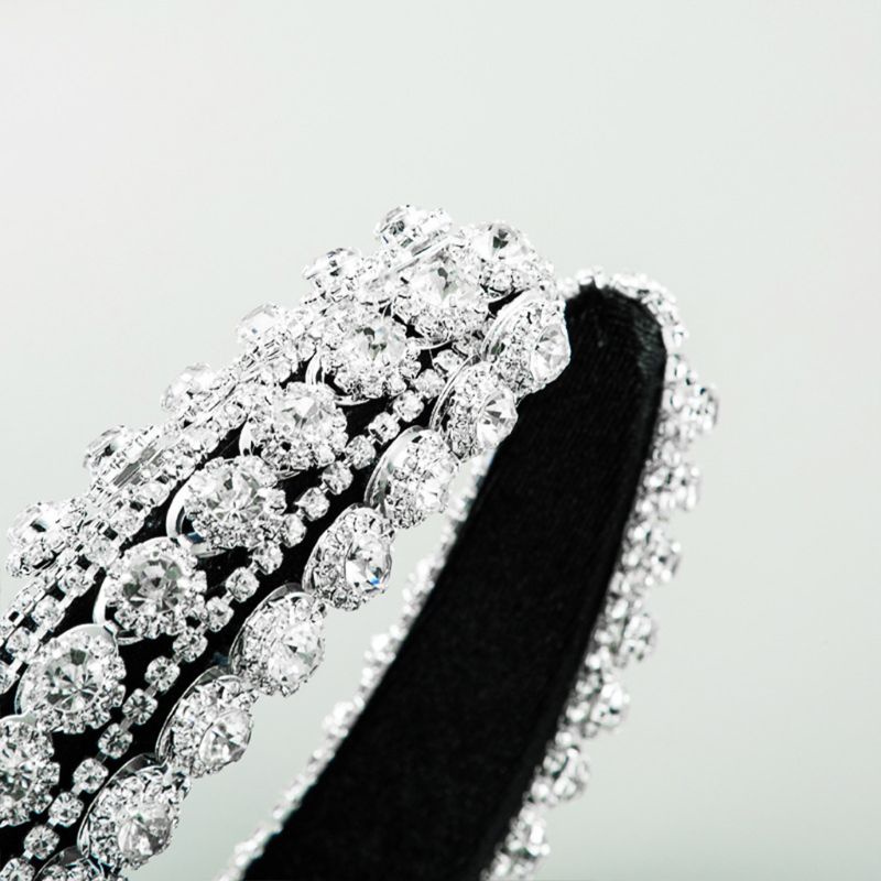 Flgo Băng Đô Nhung Bản Rộng Đính Đá Hình Giọt Nước Phong Cách Baroque