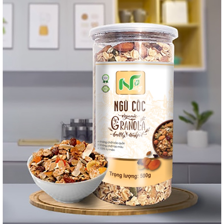 Ngũ cốc Granola NTFood 500gr mix nhiều hạt, ít yến mạch - Nhất Tín Food