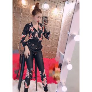 Set lụa thể thao in hình hạc cao cấp