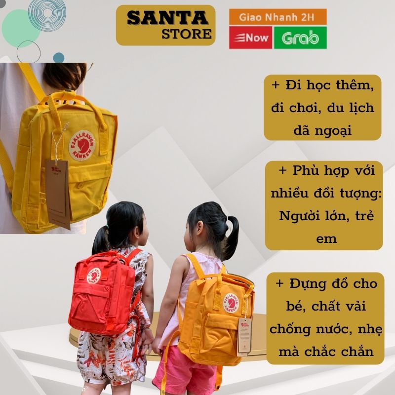Balo trẻ em học sinh mầm non đi học Kanken mini cho bé SANTA STORE thời trang cặp vải chống nước kiểu dáng basic