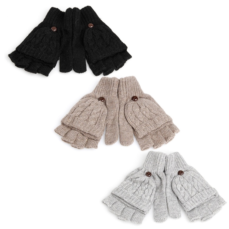 Găng Tay Len Hở Ngón Mềm Mại Màu Sắc