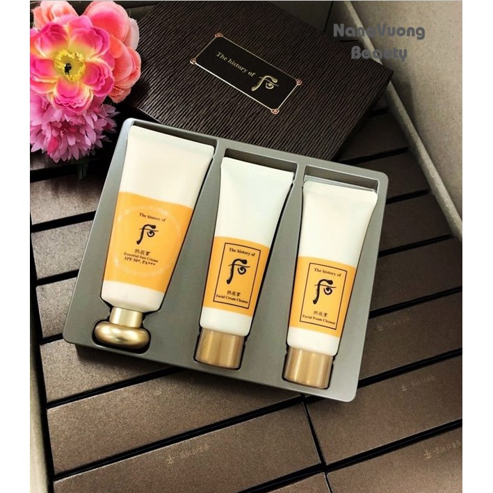 Set kem chống nắng Whoo vàng Essential Sun Cream Special Set 3 sp