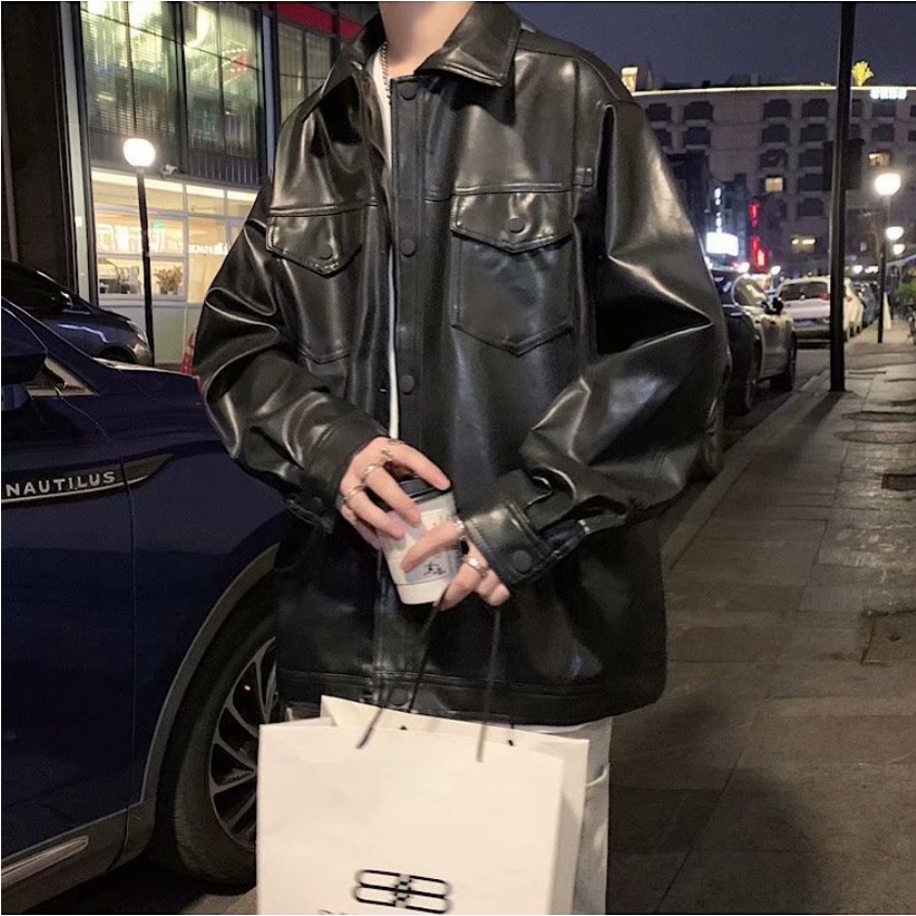 Áo khoác da phong cách retro mỹ cá tính cho nam áo khoác nam phong cách hàn quốc thời trang cao cấp áo khoác nam