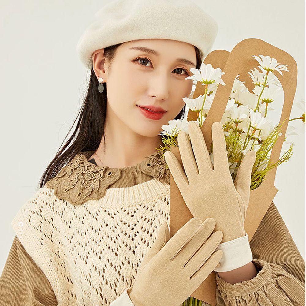Găng Tay Hở Ngón Giữ Ấm Mùa Đông Màu Trơn Đơn Giản Dành Cho Nữ