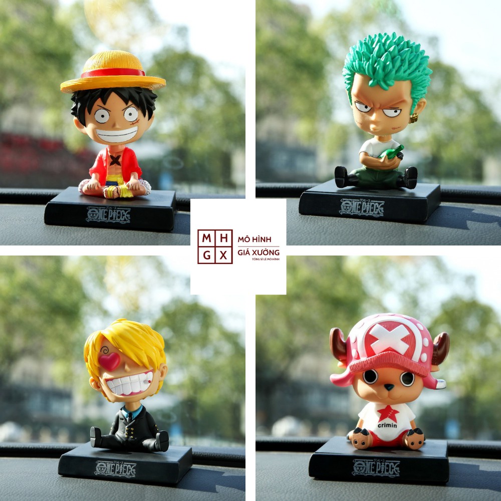 Mô Hình Luffy , Zoro , Sanji , Choper Hồng , Choper Đen Lắc Đầu Cao 11 - 13Cm - Trang trí ô tô , bàn làm việc . Quà Tặng