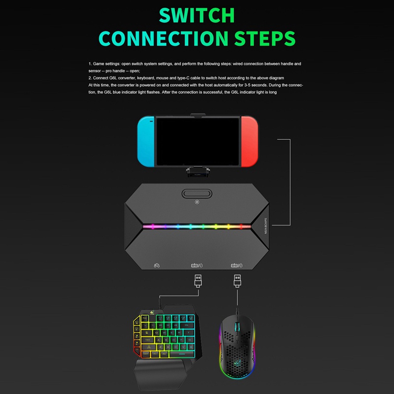 Bộ Bàn Phím + Chuột + Đệm Lót Chuột + Bàn Phím Một Tay Cầm Cho Switch PS4 5 ZIYOU LANG G6L