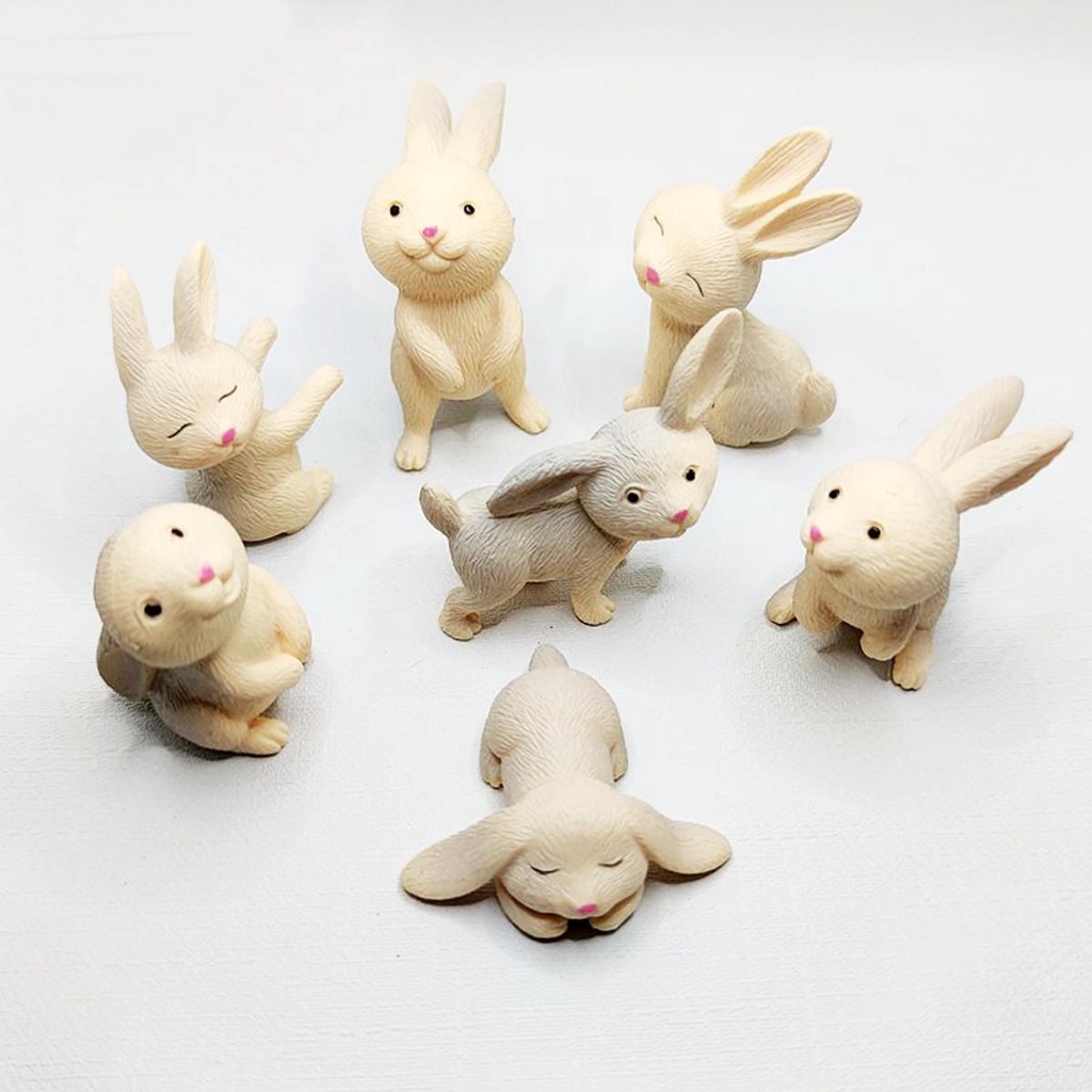 YIYU Set 7 Đồ trang trí Thỏ Con Dễ Thương Dùng Để Trang Trí Bánh