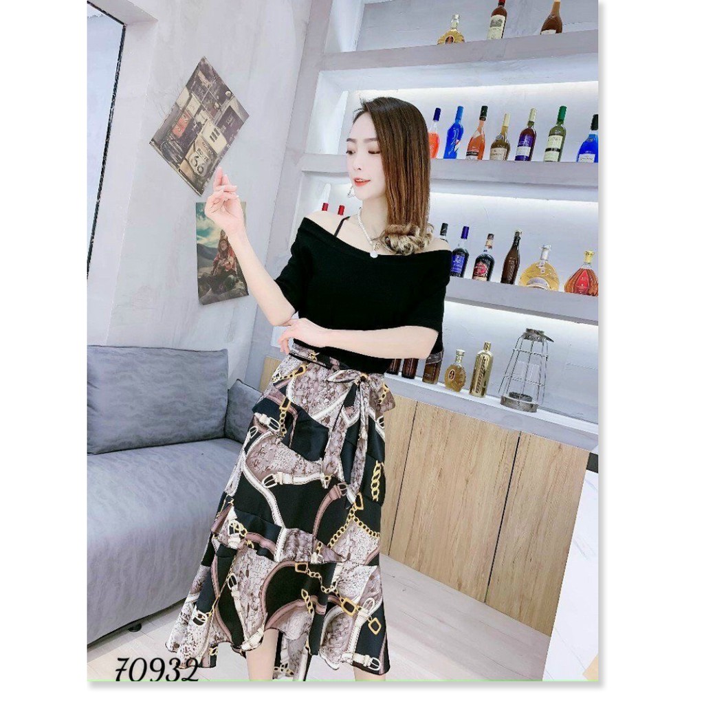 ĐẦM SUÔNG NỮ PHỐI VÁY HỌA TIẾT CỰC SANG TRỌNG QUÝ PHÁI CÓ ĐỦ SIZE S M L XL XXL