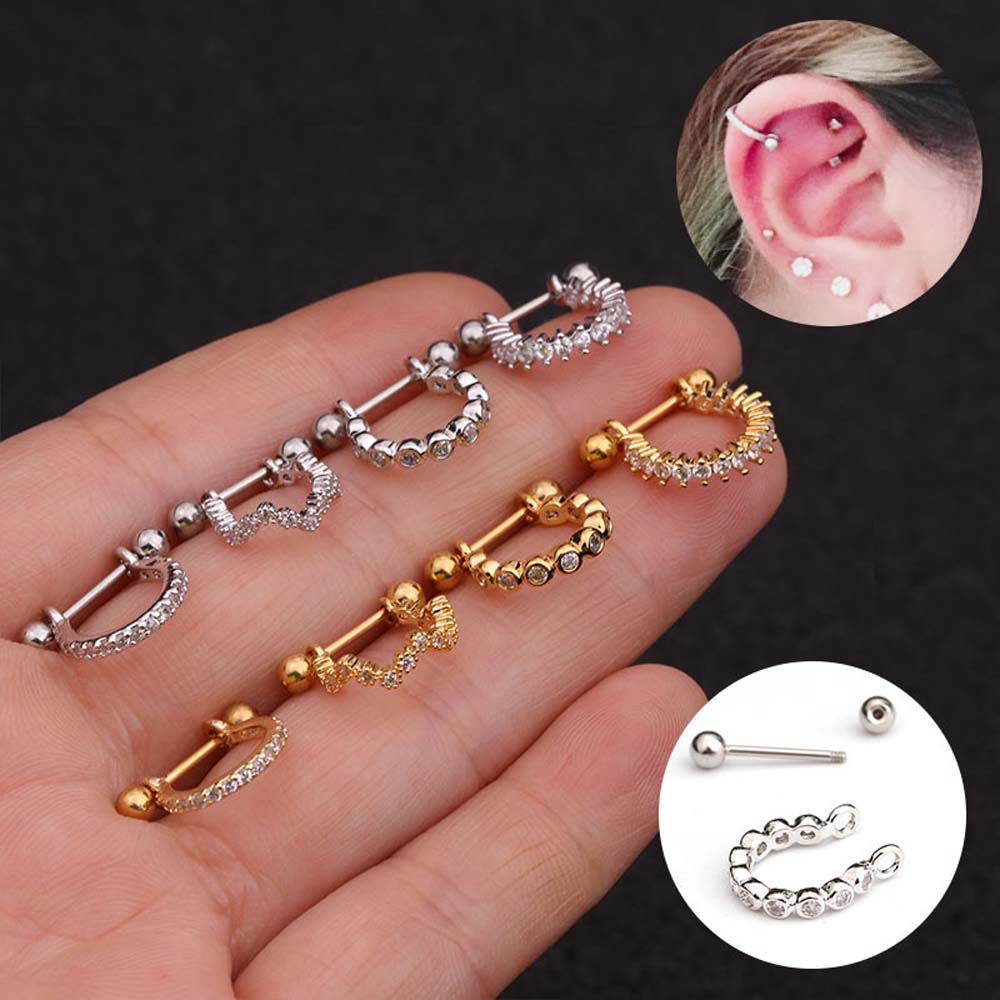 Khuyên Tai Nữ Hình Chữ U Đính Đá Zircon