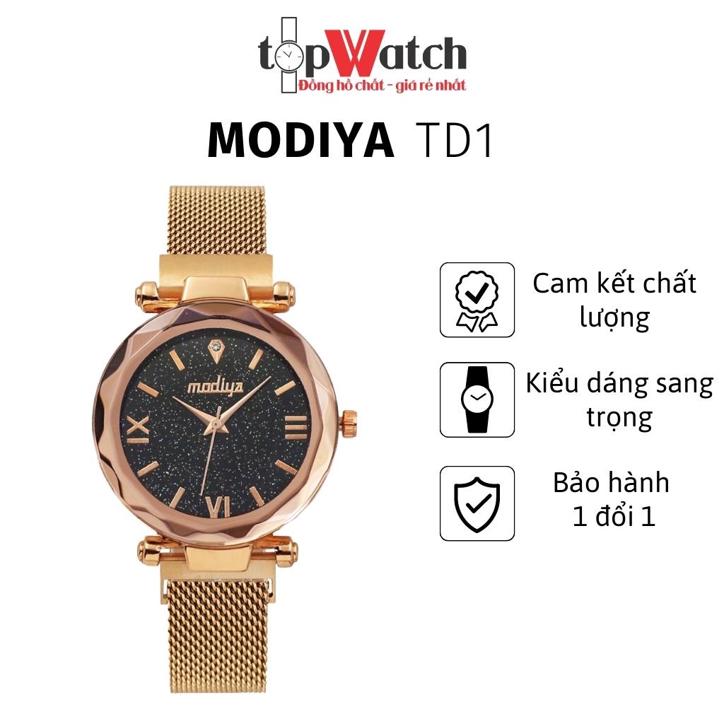 Đồng hồ nữ đính đá cao cấp MODIYA TD1, đồng hồ đeo tay nữ chính hãng dây nam châm lụa - TOP WATCH