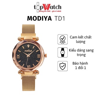 Đồng hồ nữ đính đá cao cấp MODIYA TD1, đồng hồ đeo tay nữ chính hãng dây nam châm lụa - TOP WATCH