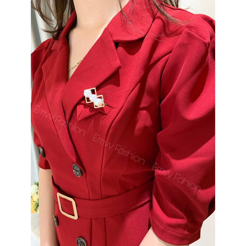 [Mã WASTMINI giảm 10% tối đa 30K đơn 150K] Đầm Thiết kế tuyết mưa cổ Vest đai eo Emvy - V75 | BigBuy360 - bigbuy360.vn