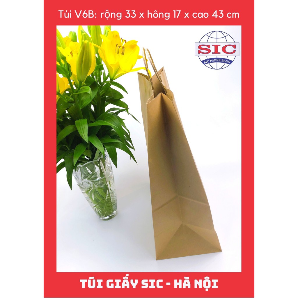 [SET 10 CHIẾC] TÚI GIẤY KRAFT V6B: 33x17x43 cm CÓ QUAI (ẢNH THẬT)