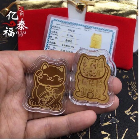 Mèo thần tài mạ vàng 24k rước lộc vào nhà , Hổ thần tài - TD12