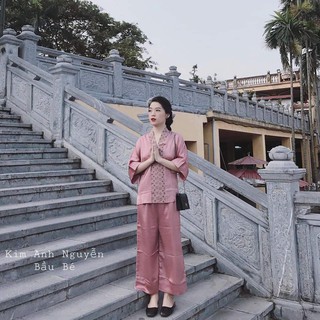 Set bộ phật tử viền thổ cẩm lụa [NEW]