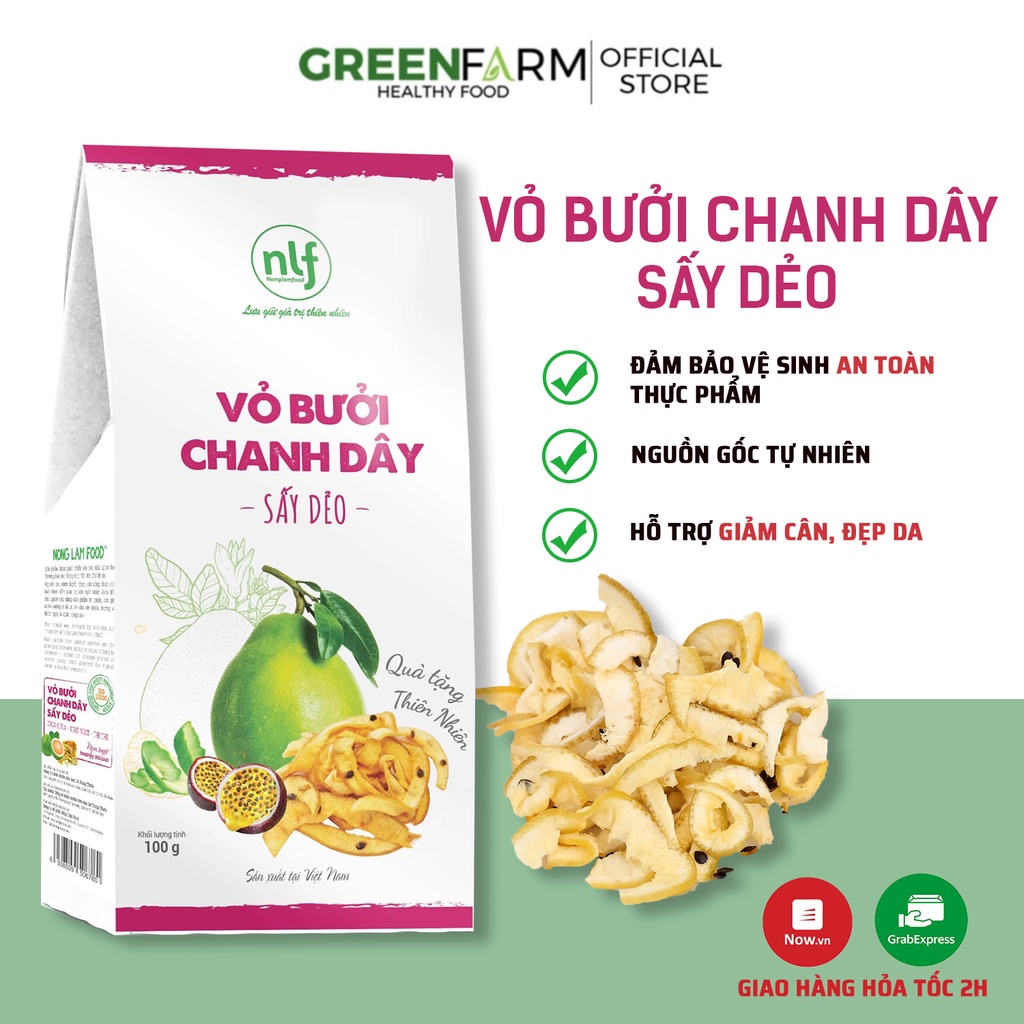 Vỏ bưởi chanh dây sấy dẻo 100g Nông Lâm Food trái cây sấy ít đường giảm cân,ăn kiêng,bổ sung các chất cho cơ thể