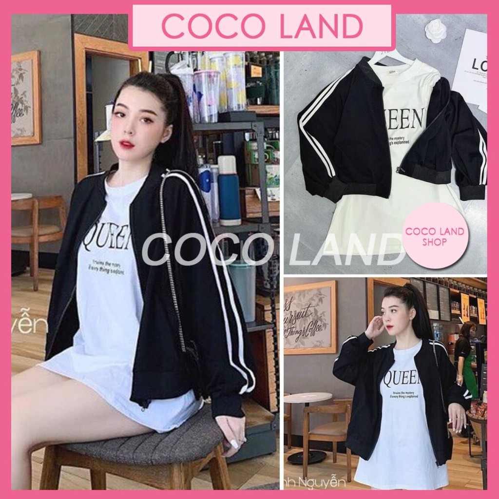 Áo khoác nữ - Áo bomber tay bo bóng chày phong cách ulzzang - Áo Bomber - Áo khoác nữ bomber 2 sọc cá tính coco land