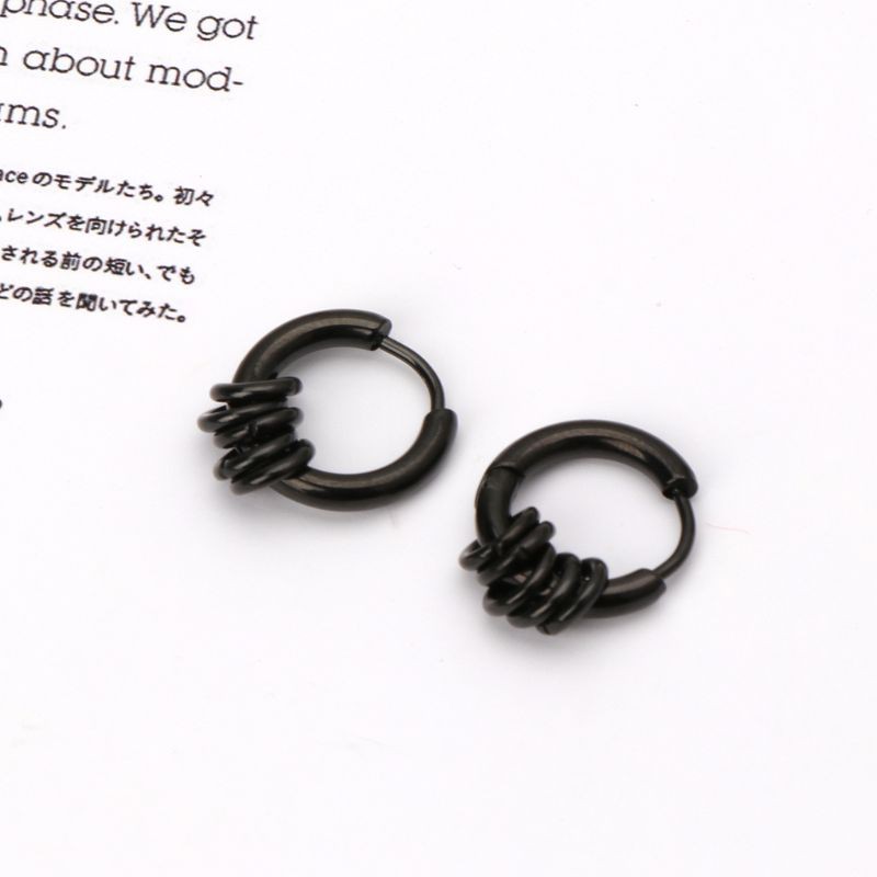 Cặp khuyên tai thép titan tròn phong cách punk cá tính trẻ trung