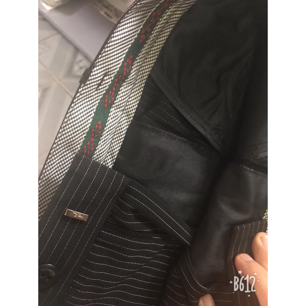 Quần âu nam đen kẻ sọc trắng | BigBuy360 - bigbuy360.vn