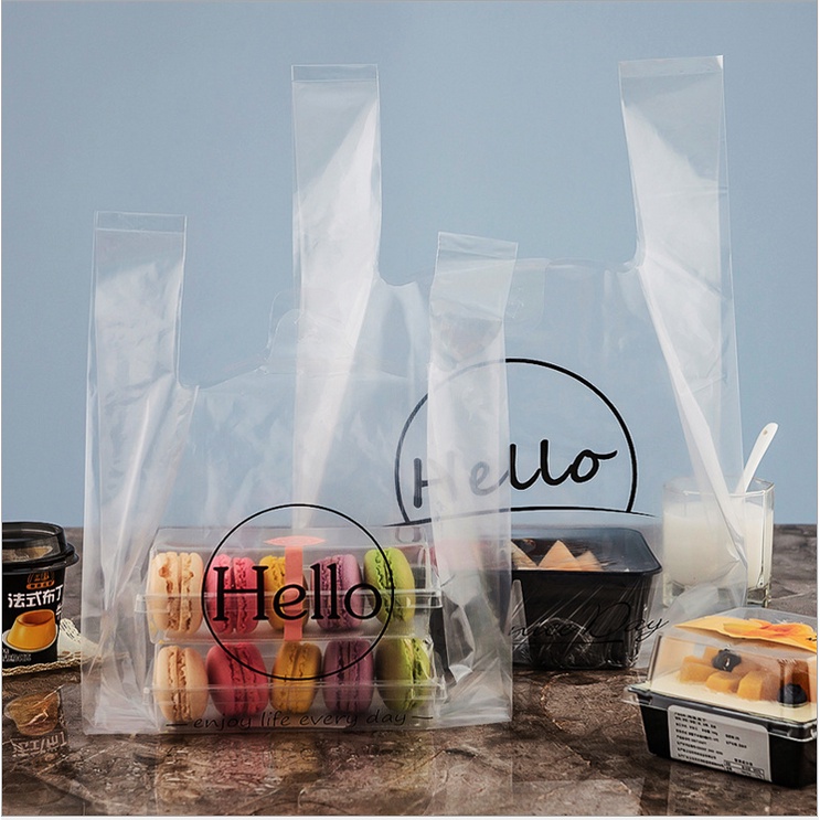 Túi xách nilon đựng bánh kẹo, thực phẩm hoạ tiết Hello, 50 túi - HVL TEA