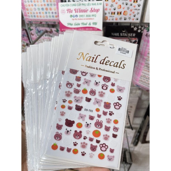 Sticker dán móng nail hình gấu