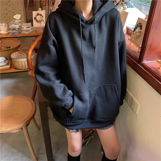 Áo khoác Hoodie trơn form rộng- hình thật chính chủ